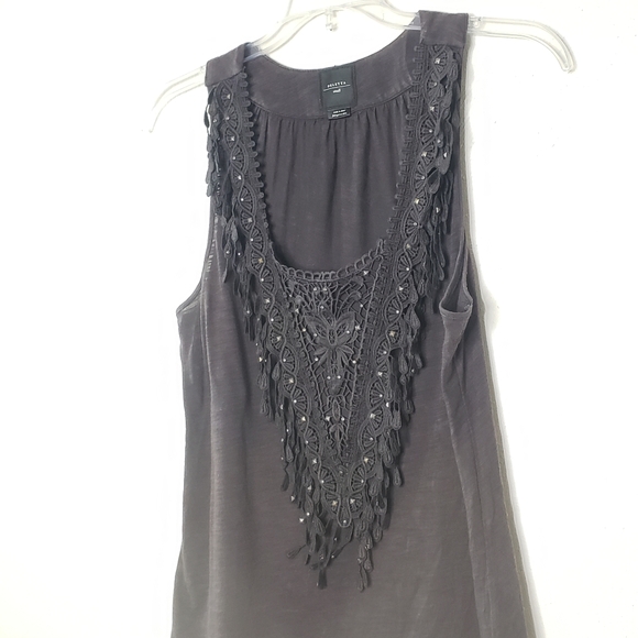 Anthropologie Tops - Anthrologie Deletta Goth Grunge  Punk Fringe Tank Top Size Small